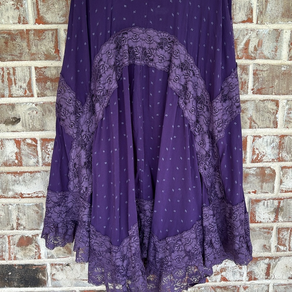 Free People Purple Lace Boho Swing Tunic Dress - Picture 5 of 9